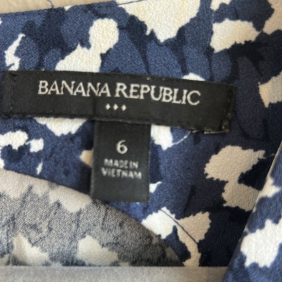 Banana Republic Factory Blue Black White Print Sheath Sleeveless Dress Size 5 - Picture 5 of 7